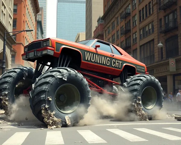 Monster Car Destroys City Street