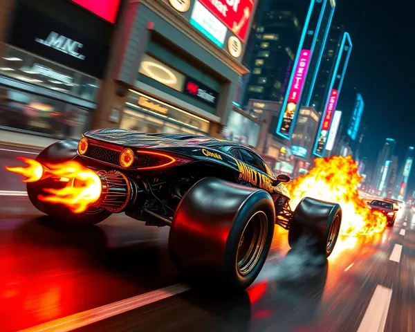 Monster Car Speeds Down City Street in Flames