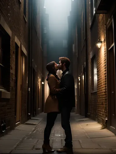 Moody Alleyway Kiss with Photo Editor's Camera and Software