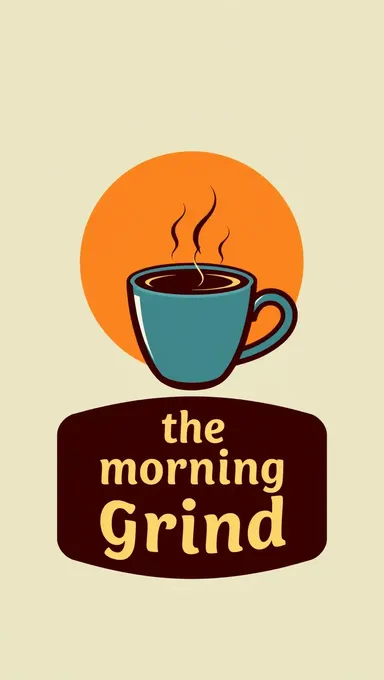 Morning Grind Cafe Logo with Sunrise Vector Design