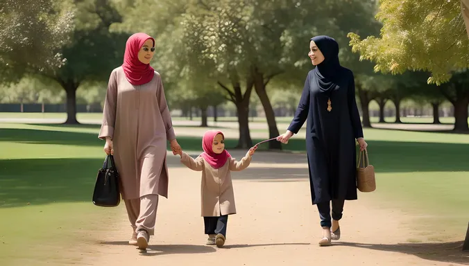 Mother-Daughter Duo Walks Hand-in-Hand in Burkha