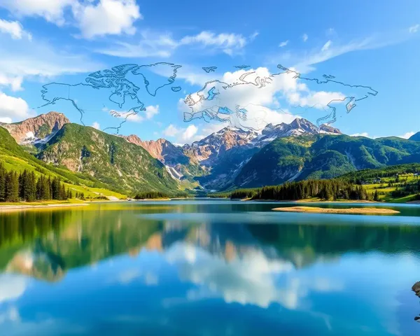 Mountain Lake World Map Wallpaper with Serene Landscape for Mobile