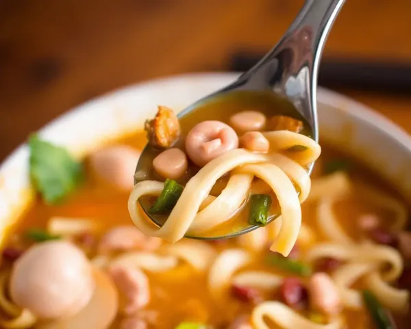 Mouthful of Manchow Soup with Noodles and Vegetables