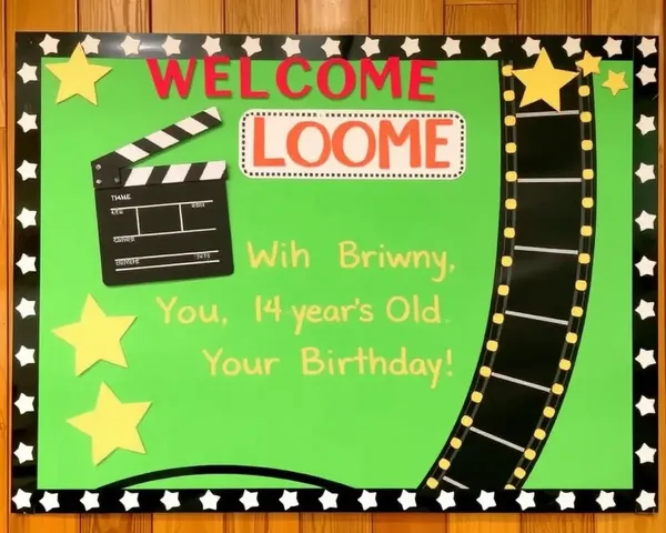 Movie Clapboard Welcome Board for 14-Year-Old's Movie-Themed Birthday Party