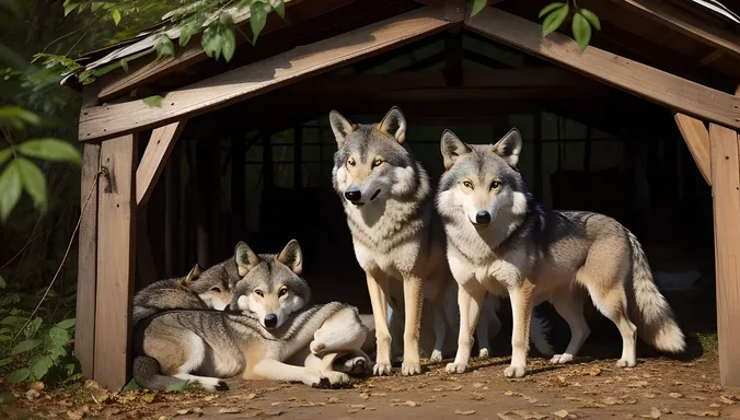 Mowgli Cuddles with Wolf Pack in Cozy Den