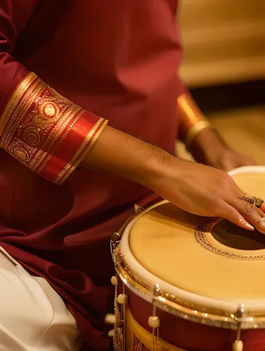 Mridangam Drum Close-Up with Intricate Details