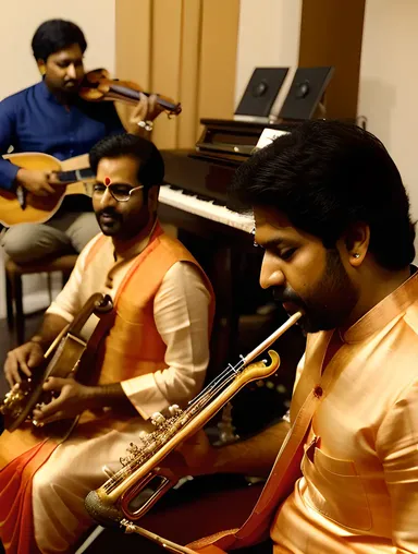 Mridangam Drum Ensemble in Studio Setting