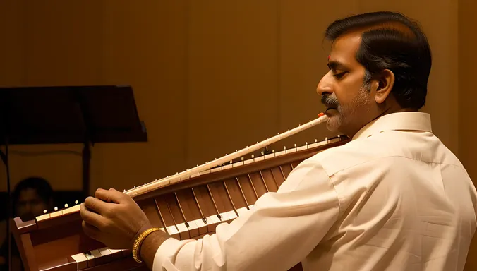 Mridangam Player Performs Classical Music