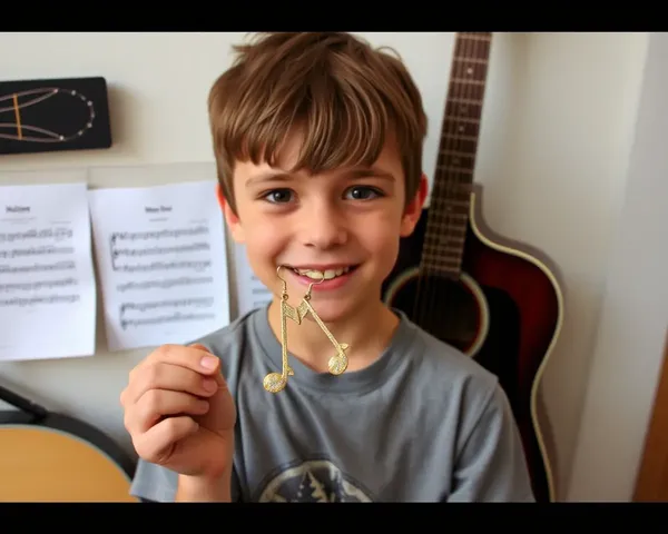 Music Boy with Guitar and Earrings