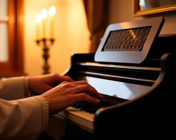 Musician Plays Melody on Candlelit Harmonium