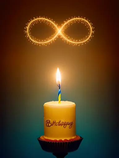 Mysterious Birthday Candle in Dark Abstract Background