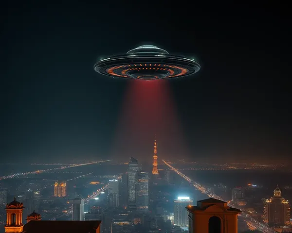 Mysterious Night City with UFO on Jagran Banner Background