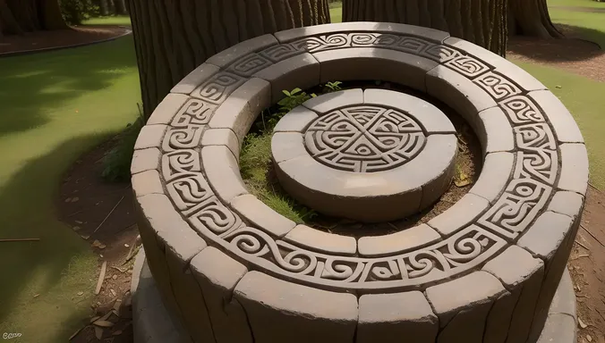 Mysterious Serpent Coils Around Ancient Tree with Stone Carving Pictures