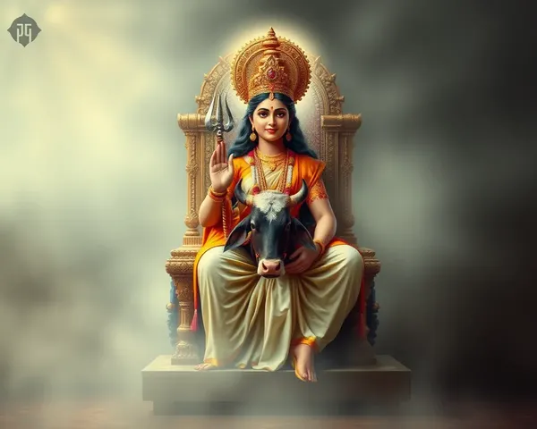 Mystical Gau Mata with Cow's Head and Halo of Light