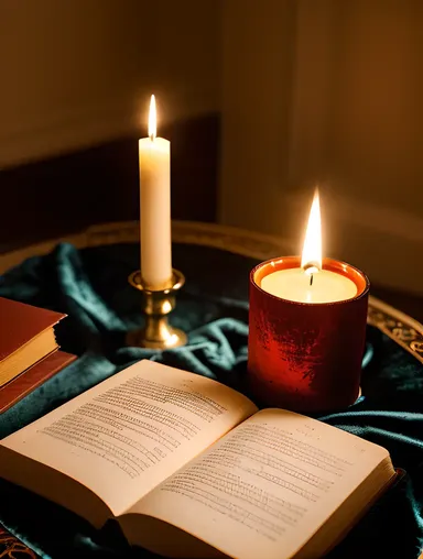 Mystical Granth Book on Velvet Table