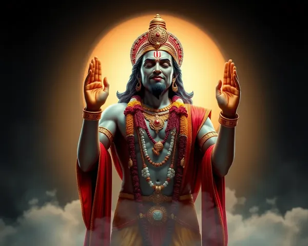 Mystical Hanuman Ji in Glowing Aura with Hands Raised PNG