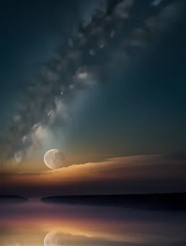 Mystical Kushti-Inspired Moonlit Night Sky Wallpaper with Stars