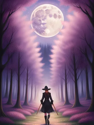 Mystical Nude Anime: Young Witch in Misty Forest with Glowing Mushrooms