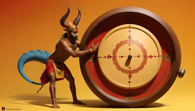 Mythical Creature Plays Mridangam Drum