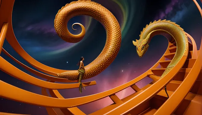 Nagaraja's Body Transforms into Celestial Staircase