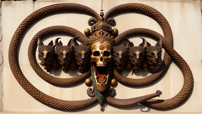Nagaraja Devours Serpent, Embodying Life and Death Cycle