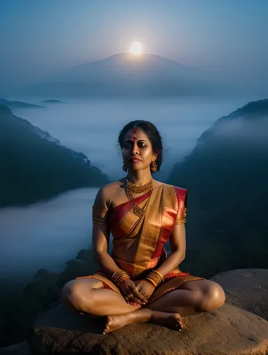 Nagavalli's Intense Gaze Amidst Misty Halo