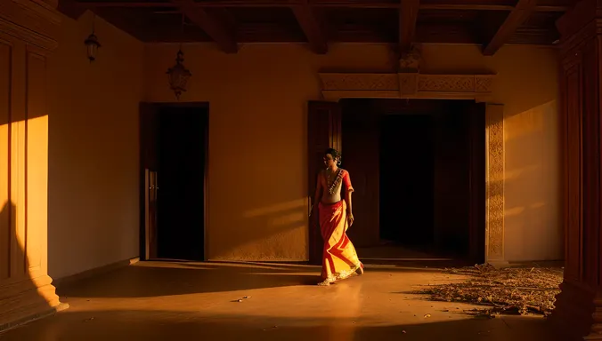 Nagavalli Enters Abandoned Mansion with Eerie Shadows