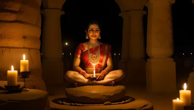 Nagavalli on Rock with Candle Circle and Snake