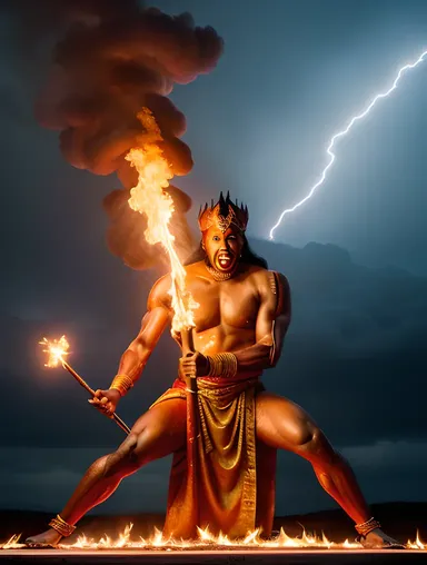 Narasimhar's Wrath Engulfs Hiranyakashyap with Lightning Bolts