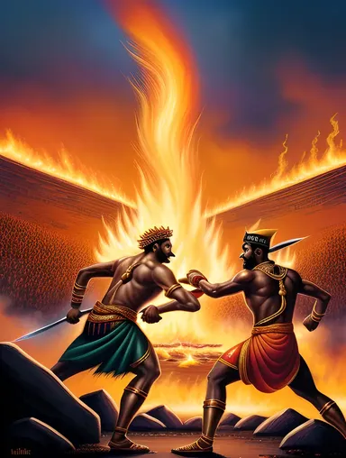 Narasimhar Battles Hiranyakashyap with Flames and Lightning