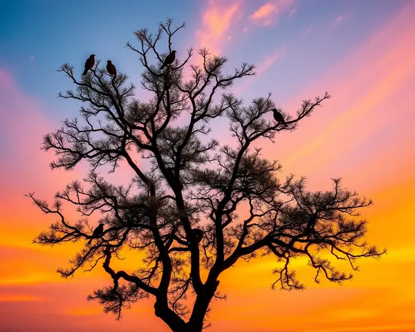 Naspathi Tree Stands Tall Against Vibrant Sunset Sky