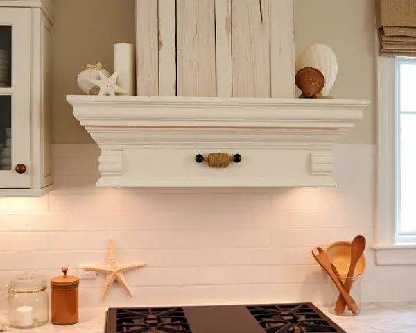 Nautical-Inspired Beach Kitchen Chimney with Distressed Wood