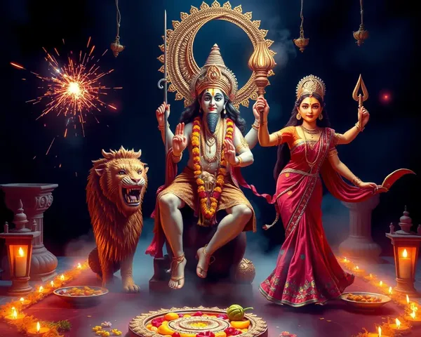 Navaratri Images of Hindu Goddess Durga's Triumph