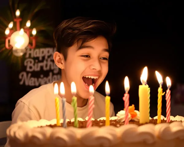 Naveen Blowing Out Candles on Happy Birthday Cake Images
