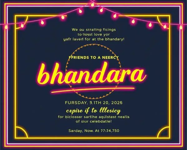 Neon Bhandara Celebration Invitation Card Design