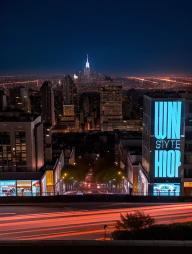Neon Billboard Shines Bright with Hip-Hop Artist in City