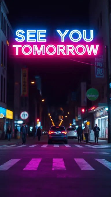 Neon City Street with Transparent Background and Tomorrow