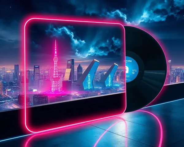 Neon Cityscape 12x36 Album Cover Design with Futuristic Theme