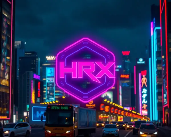 Neon Cityscape HRX Logo at Night