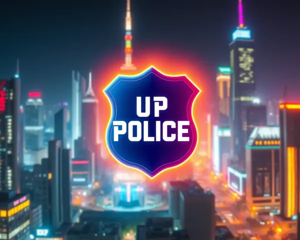 Neon Cityscape UP Police Logo Concept Art at Night