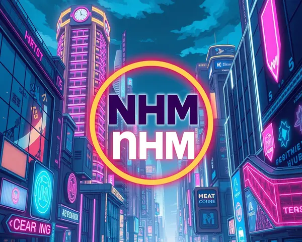 Neon Cityscape with NHM Logo Illustration