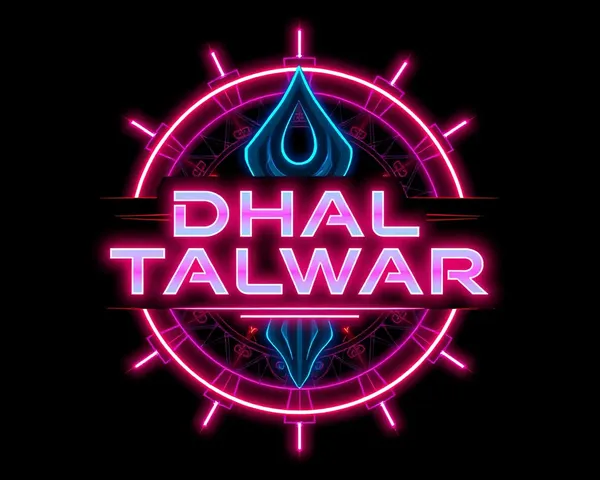 Neon Dhal Talwar Logo with Cyberpunk Aesthetic and Glowing Accents
