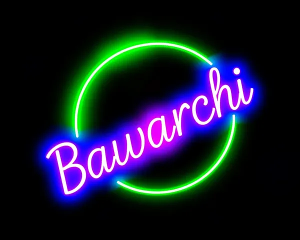 Neon Glowing Bawarchi Logo with Vibrant Colors PNG