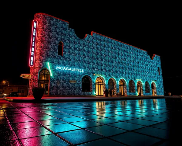 Neon Lights Reflect Off Mangalore Tile at Night