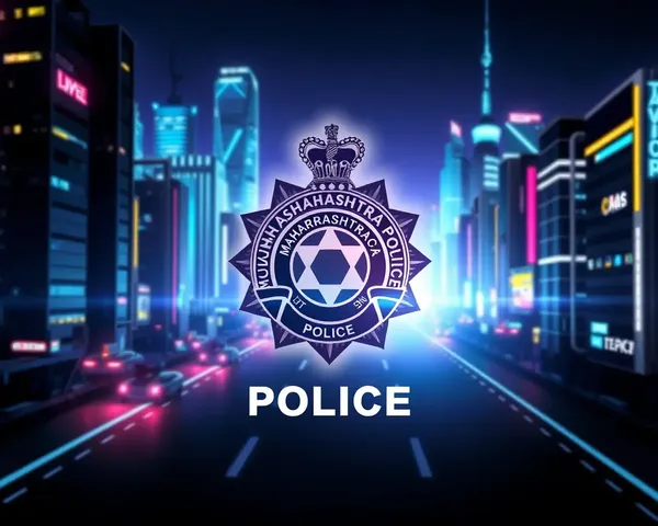 Neon-Lit Cityscape with Maharashtra Police Logo