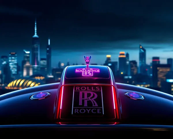 Neon-Lit Rolls-Royce Logo with Futuristic Cityscape