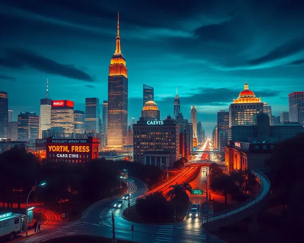 Neon-Lit Visiting Card with Cityscape at Night
