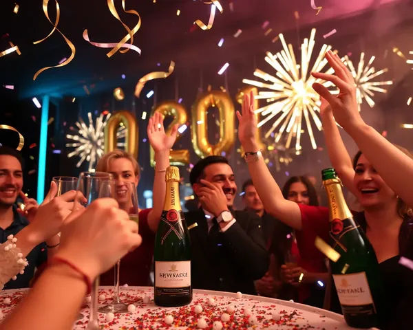 New Year's Eve Party with Champagne and Midnight Countdown