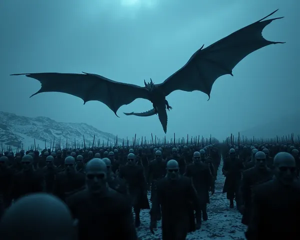 Night King's Army with Dragon Soaring Overhead.