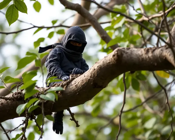 Ninja H2R Perched on Tree Branch with Contemplative Expression